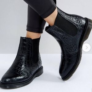 Dr. Martens Womens Croc Black Ankle Chelsea Boots